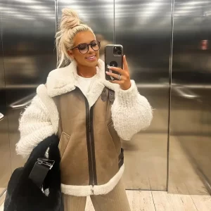 Winter Women's Fashion Hot Selling New Vintage Imitation Leather Lamb Wool Tank Top