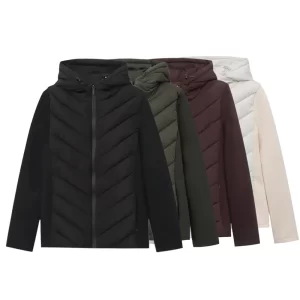 women's new casual versatile patchwork long sleeved hooded zipper warm cotton jacket jacket jacket