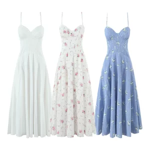 Women's Retro Fashion Lace Edge Sleeveless Strap Skirt Summer New Strap Design Waist Slimming Dress